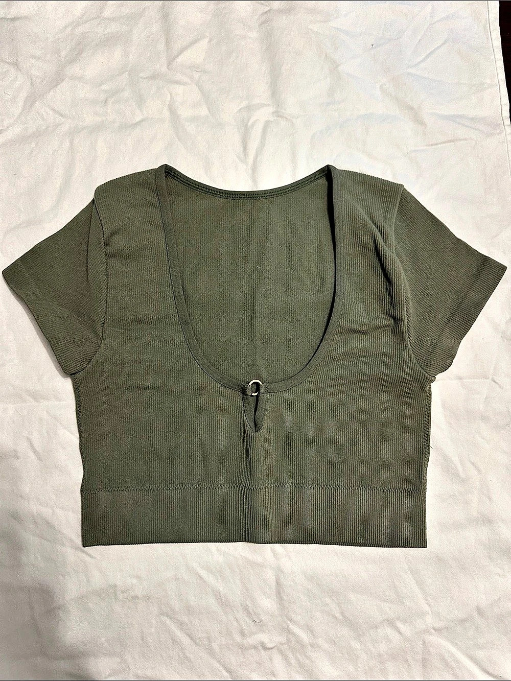 Aerie Ribbed Cropped Top in Green Size Small Like New